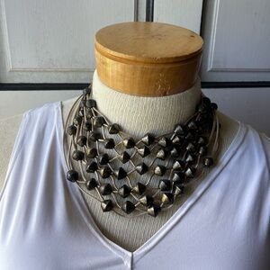 Sylca necklace for women. Natural dyed wooden necklace.